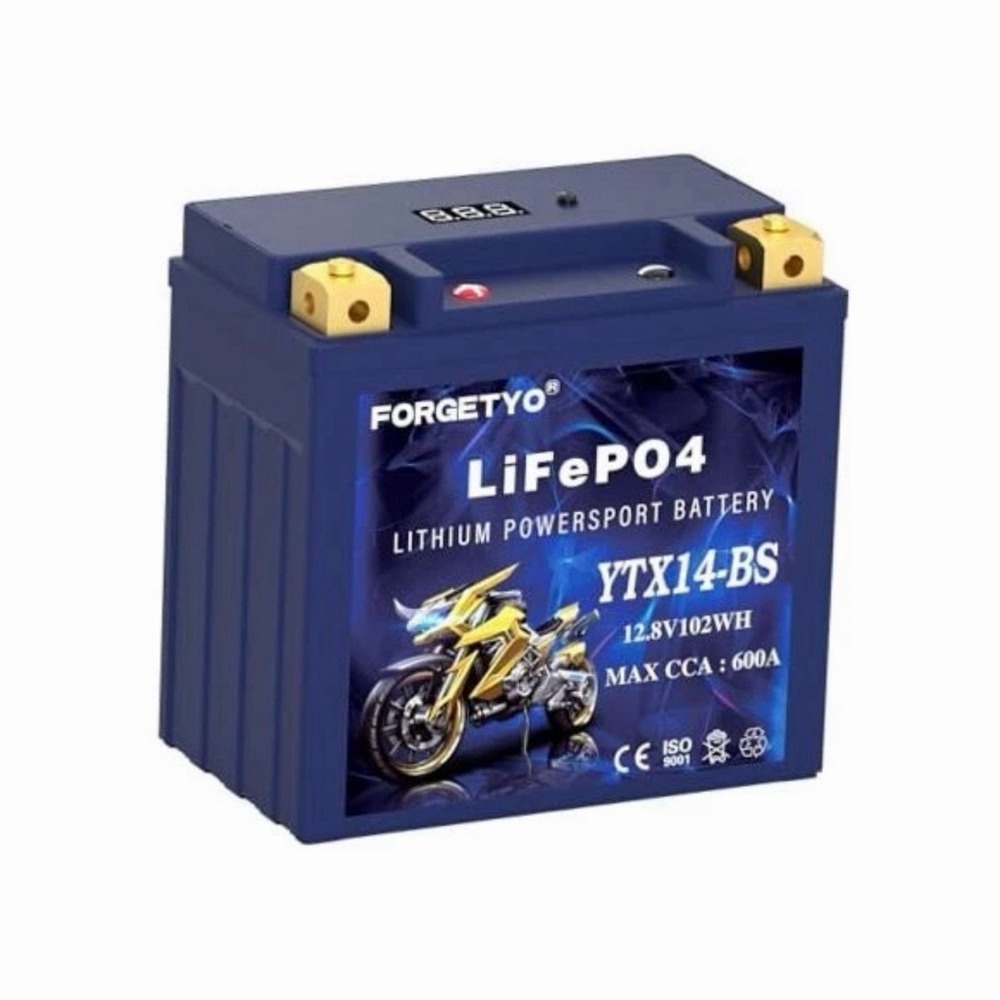 Lithium Motorcycle Battery, ATV Battery 12V 8AH 600CCA Compatible with YTX14-BS